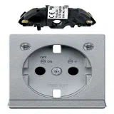 Schneider Electric MERTEN SYSTEM M накладка на розетку с заземлением, со шторками, алюминий MTN2334-0460
