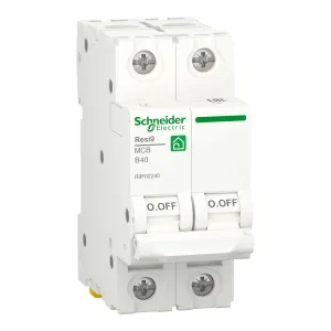 R9F02240 Автоматический выключатель Schneider Electric Resi9, 2 полюса, 40A, тип B, 6kA (ШНАЙДЕР) R9F02240 Автоматический выключатель Schneider Electric Resi9, 2 полюса, 40A, тип B, 6kA (ШНАЙДЕР)